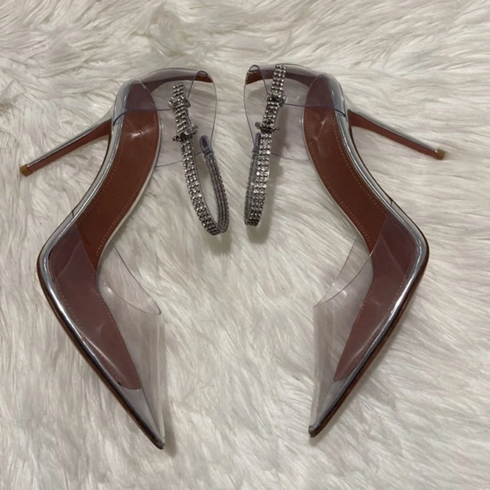 Amina Muaddi Ursina crystal embellished‎ transparent pump size 38EU